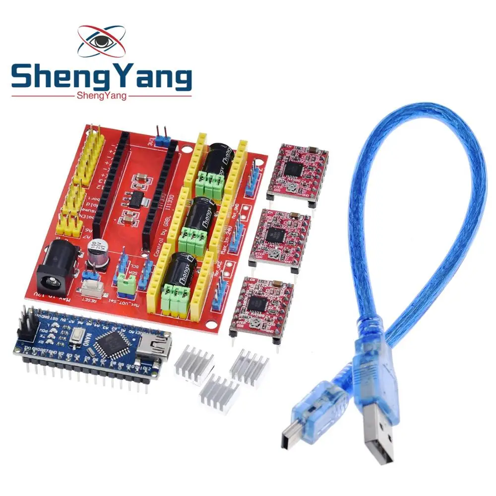 Шэньян 3DV4 щитка CNC V4 + Nano 3 0 шт. A4988 Reprap шагового набор драйверов для Arduino |