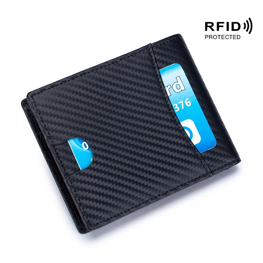 DIENQI Rfid углеродного волокна Для мужчин кошельки кожаные сумочки небольшие деньги