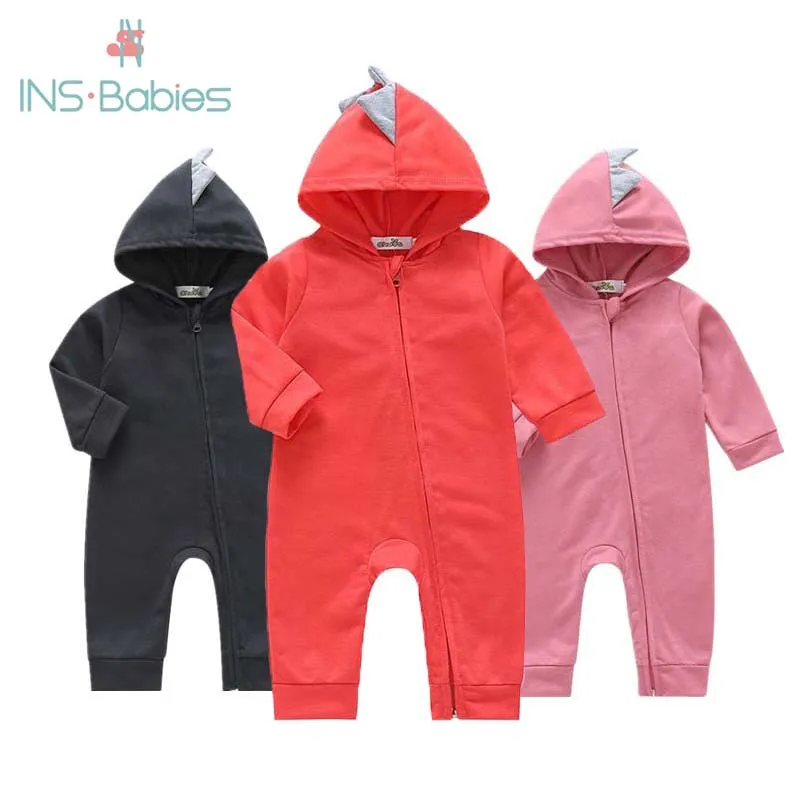 

2022 New Dinosaur Hoodie BABY clothes for boys and girls red rompers newborn baby rompers 3-18m baby costume Boy zipper Jumpsuit