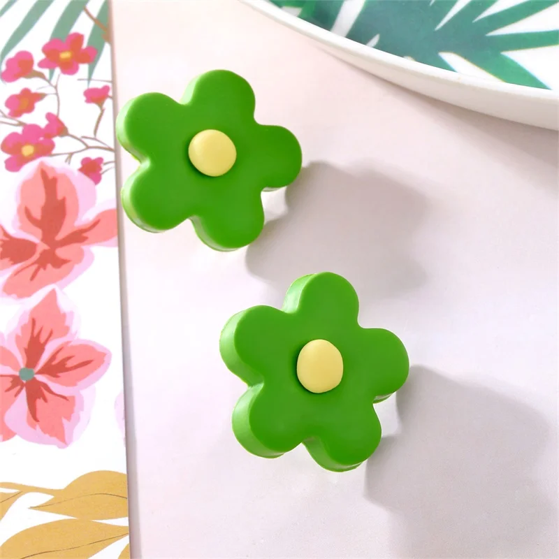 

FNIO New Fashion Retro Green Earrings Personality Heart Avocado Flower Dinosaur Alloy Studs Earrings For Women Jewelry