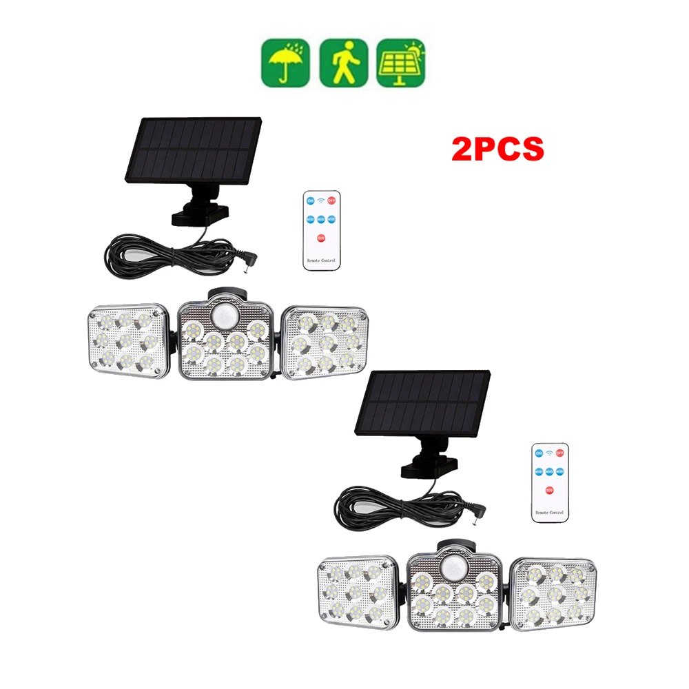 

2pcs 138 led seperable remote 3 Modes Solar Light Outdoor Solar Lamp PIR Motion Sensor Wall security Light Waterproof Garden Dec