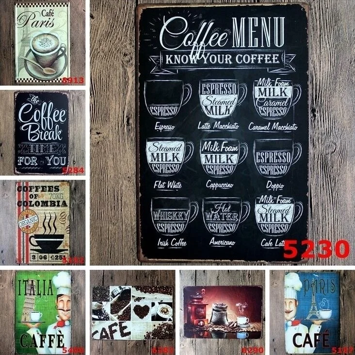 Кофейное меню знать свой кофе 8*12 дюймов металлическая жестяная вывеска Паб Клуб