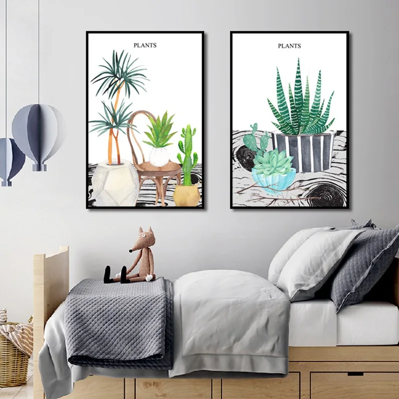 

Minimalist Green Plants Hanging Wall Art Watercolor Print Picture Canvas Painting Poster For Living Room Bedroom Home Decor