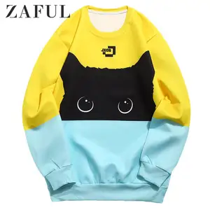 Мужская толстовка с объемным принтом в виде кота ZAFUL, разноцветная толстовка с длинными рукавами и изображением животного, осень 2019