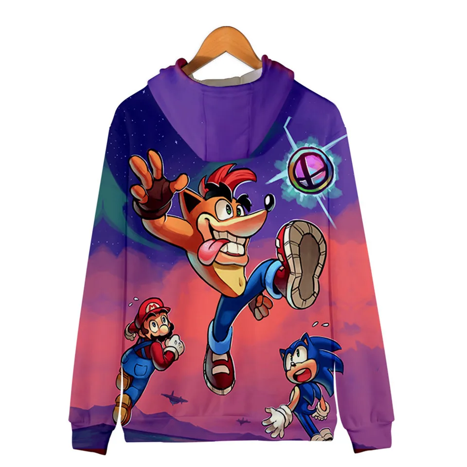 Супер Марио Bros. 3D Толстовка с капюшоном, флисовая толстовка Super Smash Bros, толстовки Harajuku, мужской спортивный костюм, хип-хоп куртка на молнии, пальто, одежда