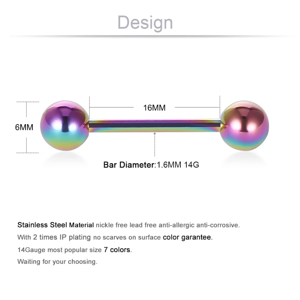 Штанга для пирсинга языка из нержавеющей стали 14 г 1 6 мм шт.|Украшения тела| |