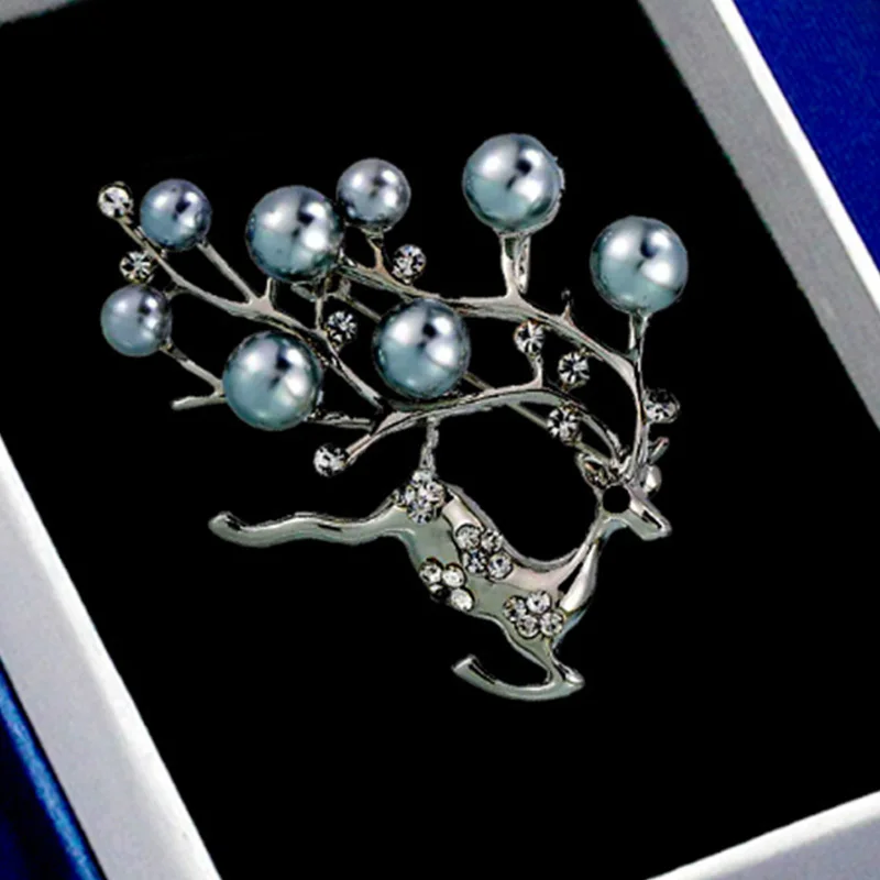 Винтажные Стразы брошка в виде оленя шарф жемчужная брошь креативный подарок