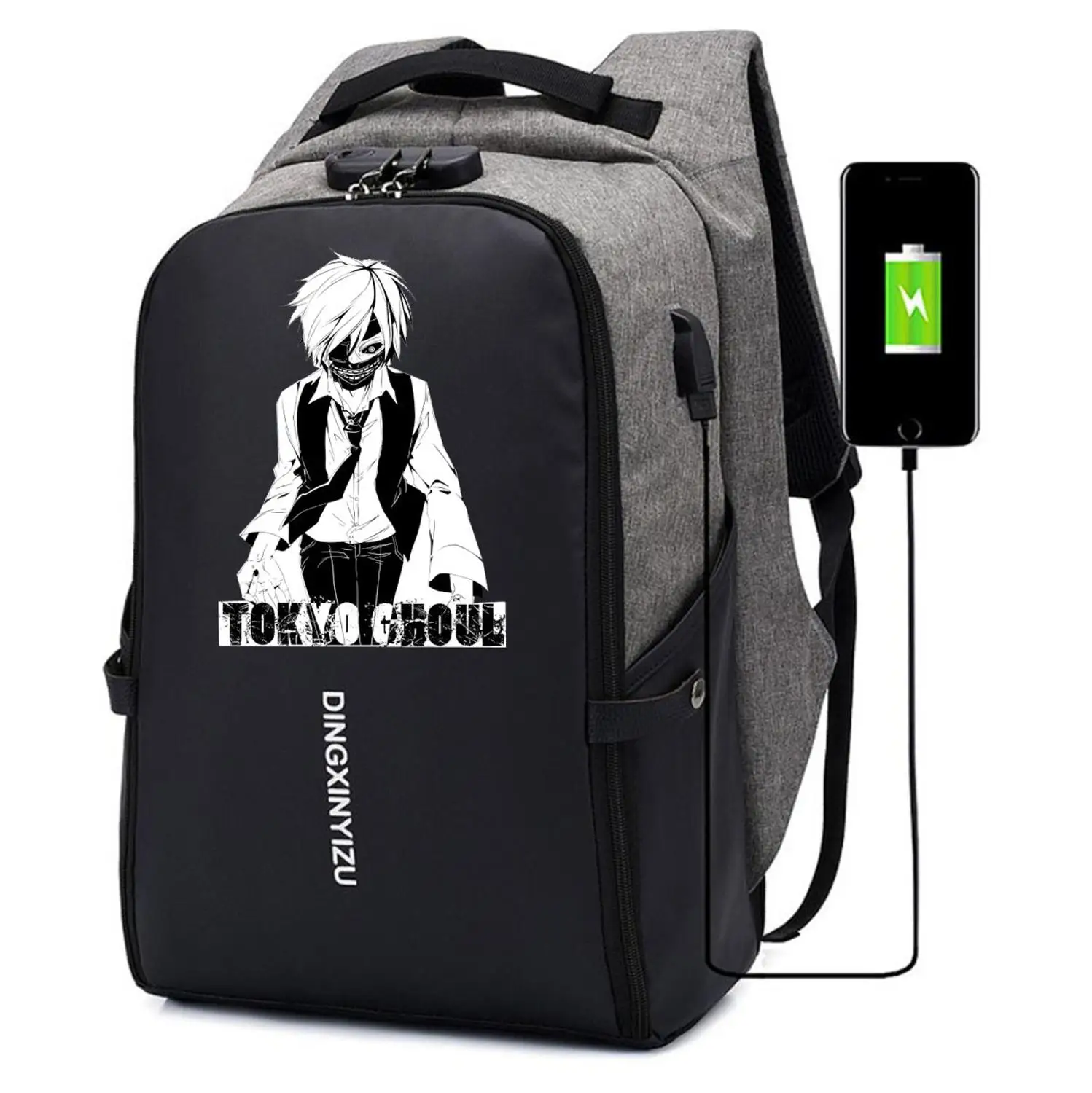 

Japan anime Tokyo Ghoul Backpack UNISEX Laptop Travel bag student book Bags teenagers canvas Anti-theft USB Charging Knapsack