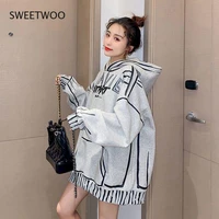 fried street hoodies womens oversized hoodies ins plus velvet thick winter hooded coat large size wild loose korean thick jacket