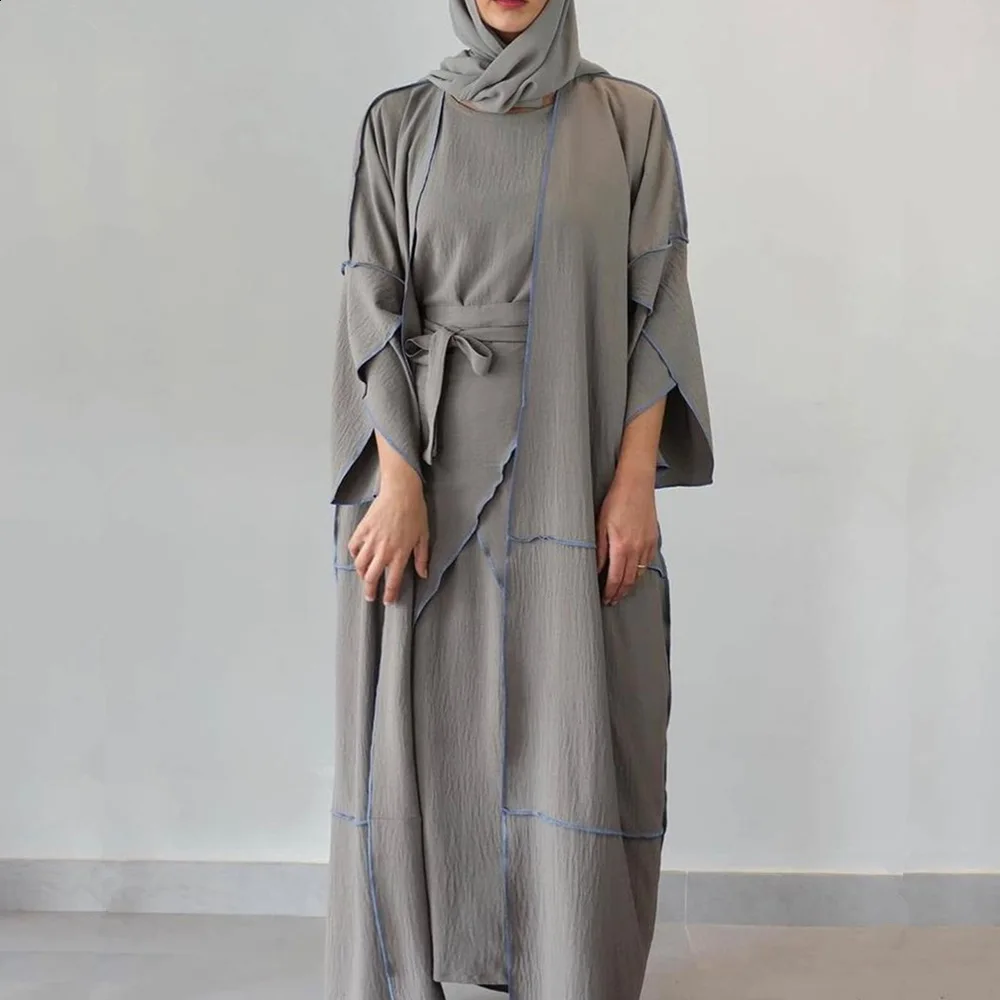 

Eid Kaftan Abaya Dubai Turkey Islam Arabic Muslim Dress Sets Robe Longue Kimono Ensemble Femme Musulmane Abayas For Women Caftan