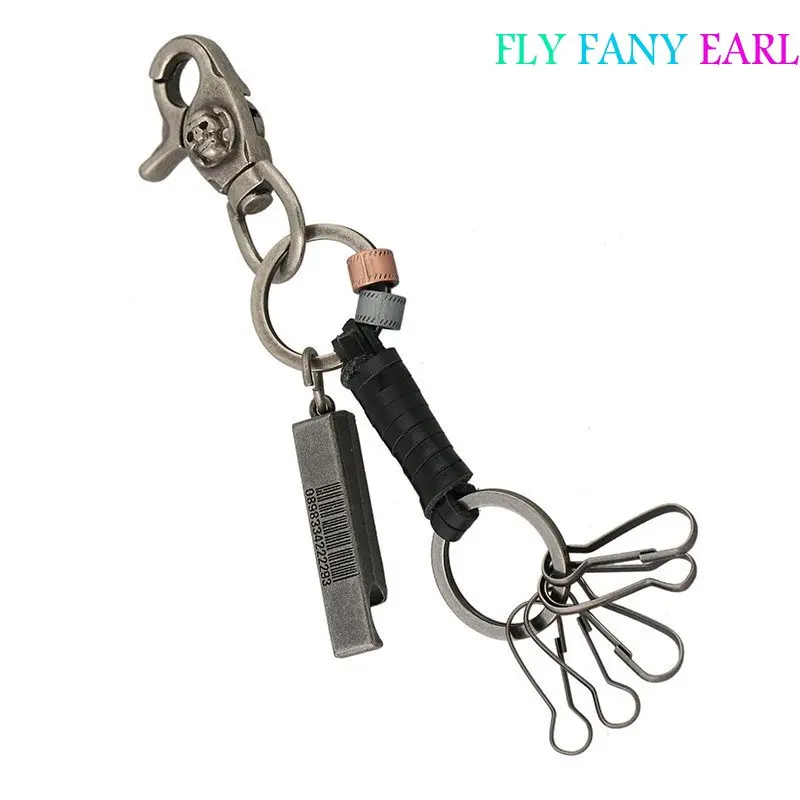 Кожаный брелок ручной работы с черепом автомобильный подвеска мужская сумка