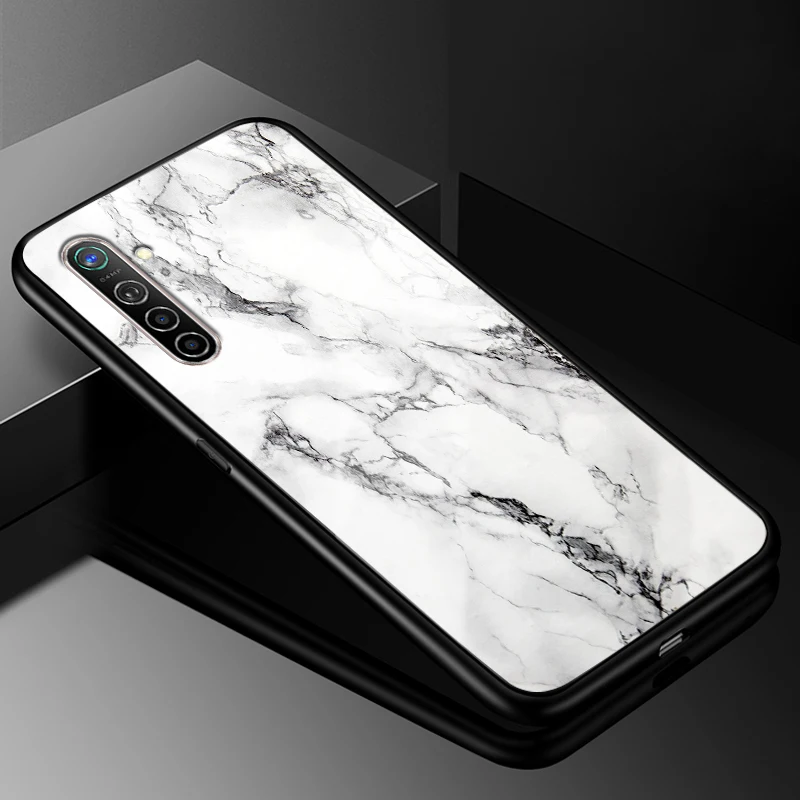 Для OPPO Realme X2 чехол 6,4 ''модный стеклянный Жесткий Чехол для задней панели телефона чехол s для OPPO Realme XT силиконовый бампер