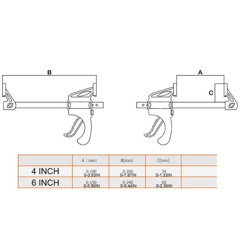 

5pcs/set 4/6 Inches F-shaped Fixed Clip Spring Carpentry Handle Fast Clamp X37B