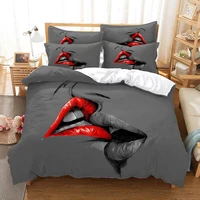 kiss pattern bedding duvet cover set 3d digital printing bed linen fashion design comforter cover bedding sets bed set