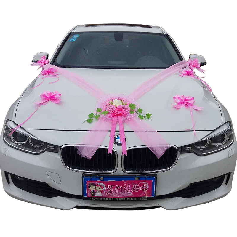 Свадебный Декоративный цветок для автомобиля Шелковый Искусственный Тюль бант