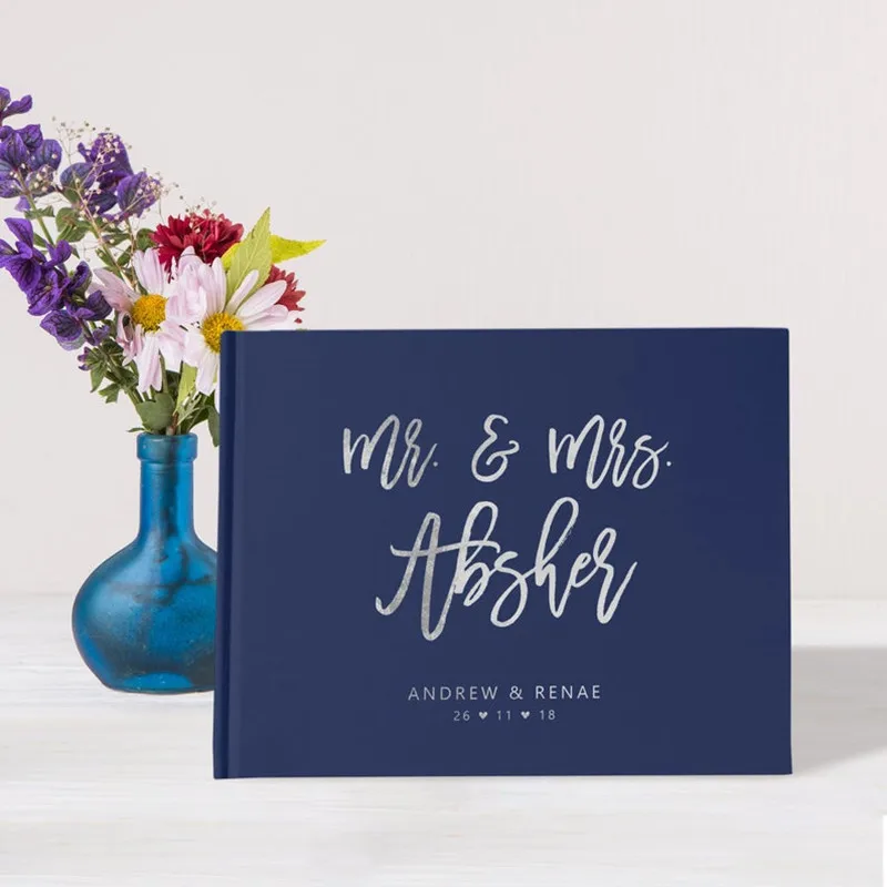 Серебряная фольга Свадебная Гостевая книга на заказ Mr &amp Mrs альтернативная идея