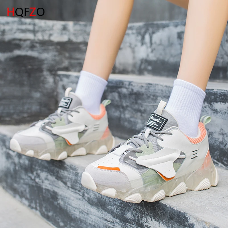 

HQFZO Shoes For Women Sneakers Platform Chunky Tenis Cross-tied Zapatos De mujer 2020 Fashion High Quality Sport Ladies Autumn