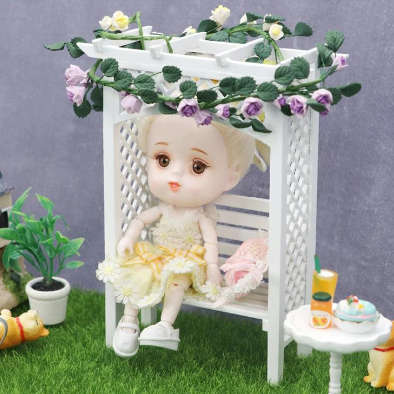 

1/12 Dollhouse Miniature Garden Scene Accessories Flower Rack Mini Lawn Flowers