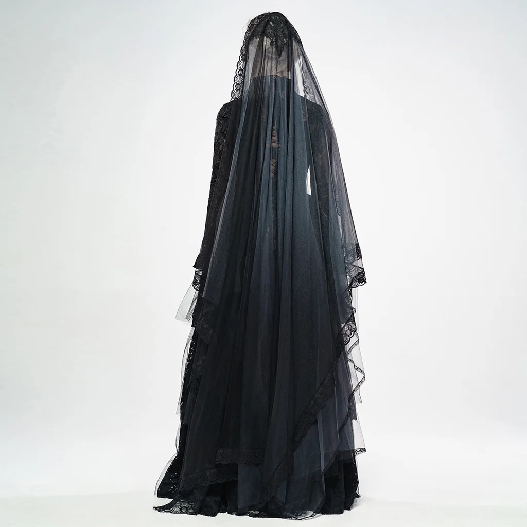 Женская готическая вуаль в стиле панк с градиентным уклоном двойным слоем сеткой
