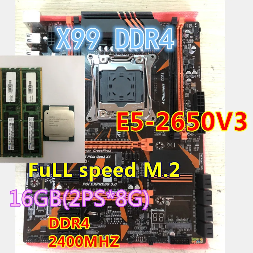 JSFFFLX99 D4 материнская плата с Xeon E5 2650 V3 LGA2011 3 ЦП 2 шт. X 8 ГБ = 16 Гб 2400 МГц DDR4