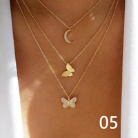 imitation pearl necklace for wome eye butterfly rhinestone heart multilayer clavicle chain lock bee star elephant wing jewelry