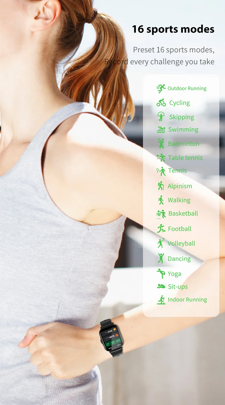 

2021 new smart watch 1.69 5.0 full touch waterproof heart rate and sleep monitor is suitable for all smart phones