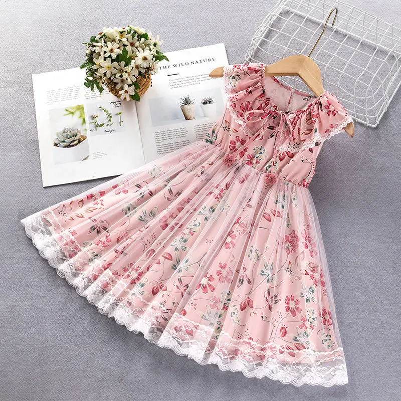 

Baby Girls printing dresses 2021 summer new Kids Sleeveless princess dress Fashion dress for toddler girl birthday party costume