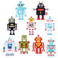 new cartoon clock robot series iron on patches embroidery cloth patches children appliques accessory badges rubber cute patches