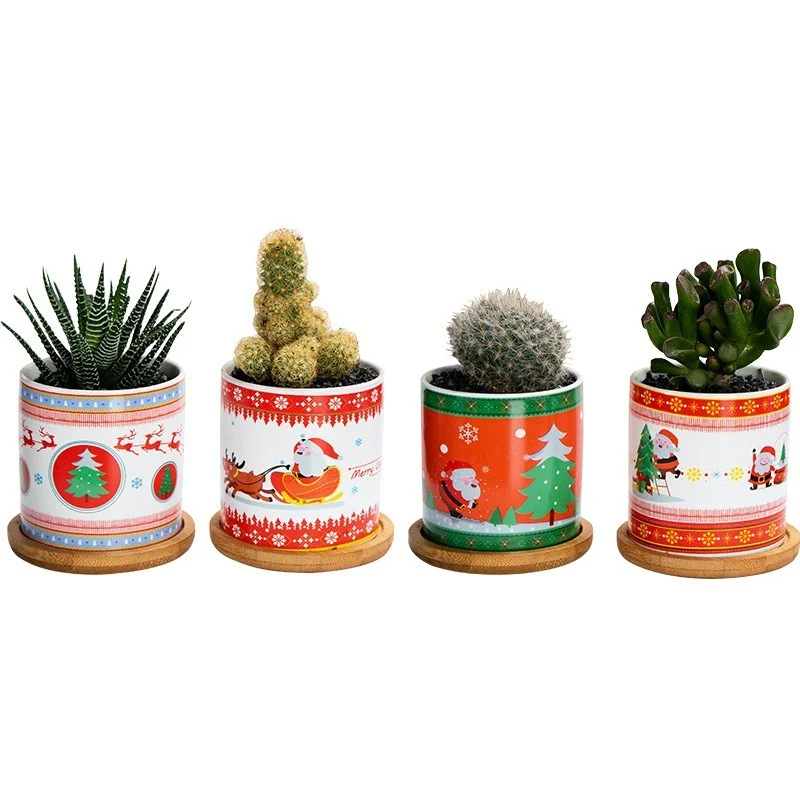 

Christmas Gift Table Meat Flowerpot Potted Minimalist White Ceramic Succulent Plant Pot Porcelain Planter Christmas Decorations