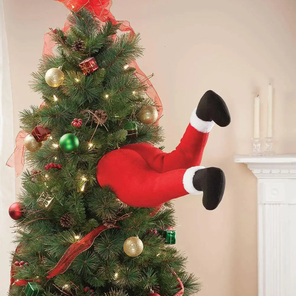 

Front Door Red Santa Claus Prosthetic Leg Lightweight Party Tree Ornament Cloth Soft Funny Christmas Home Decor Washable L0S9