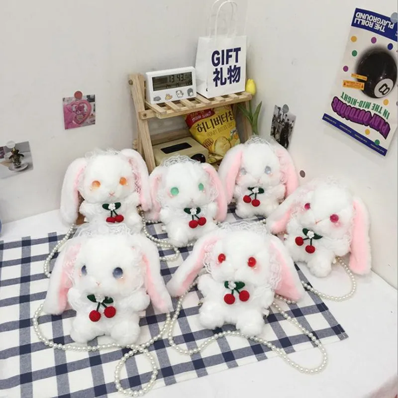 

Japan Style Long Ear Rabbit Plush Crossbody Bag Stuffed Doll Lolita Girls JK Cartoon Animal Chain Shoulder Bag Cosplay