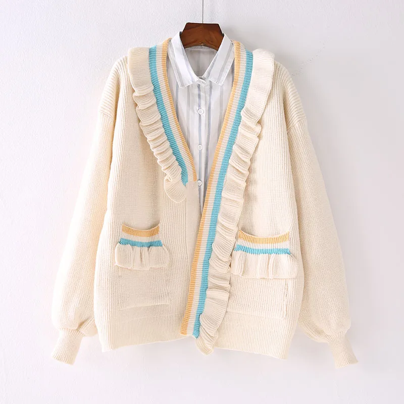 Женский трикотажный свитер H.SA пончо с рукавами фонариками и оборками на зиму 2019| |