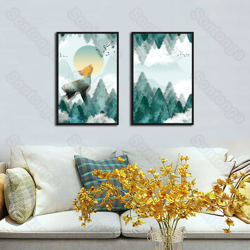 

Landscape Painting Art Poster Sofa Background Simple Bedroom Bedside Hanging Painting Creative Modern Living Room Decorative