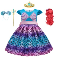 girls little mermaid ariel princess dress summer party little mermaid cosplay costume children carnival birthday fancy clothing