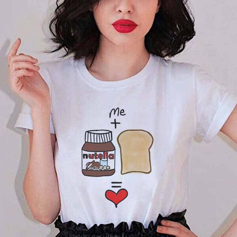 Nutella Kawaii Футболка с принтом для женщин 90s Harajuku футболка девочек Корейский Модный