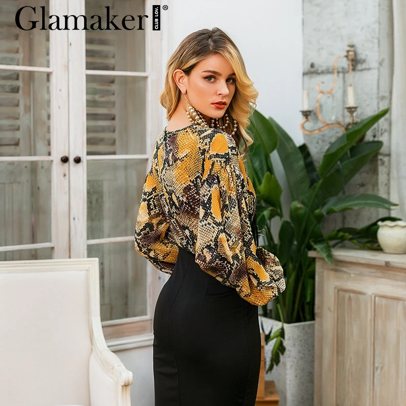 Женское винтажное платье со змеиным принтом V образным вырезом|Женские платья| |