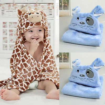 100cm Cute Bear Shaped Baby Hooded Bathrobe Soft Infant Newborn Towel Giraffe Towel Blanket Baby Bath Towel Cartoon Patter Towel