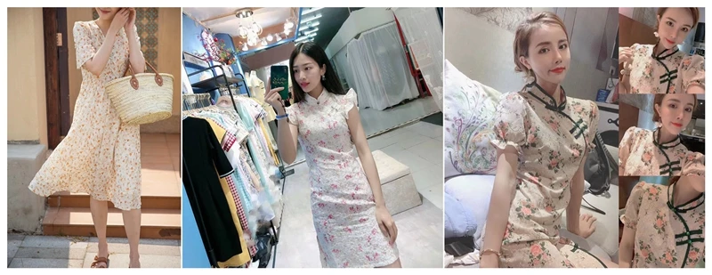 Exquisite bestickten chiffon stoff mit kleine floral bedruckte stoff nähen material für cheongsam high-end-kleidung – Detail 15