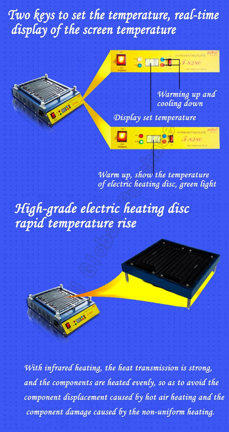 PUHUI T8280 инфракрасный высокой мощности PID интеллектуальный контроль температуры нагревательный T-8280 PCB Подогрев паяльная станция с термостатом