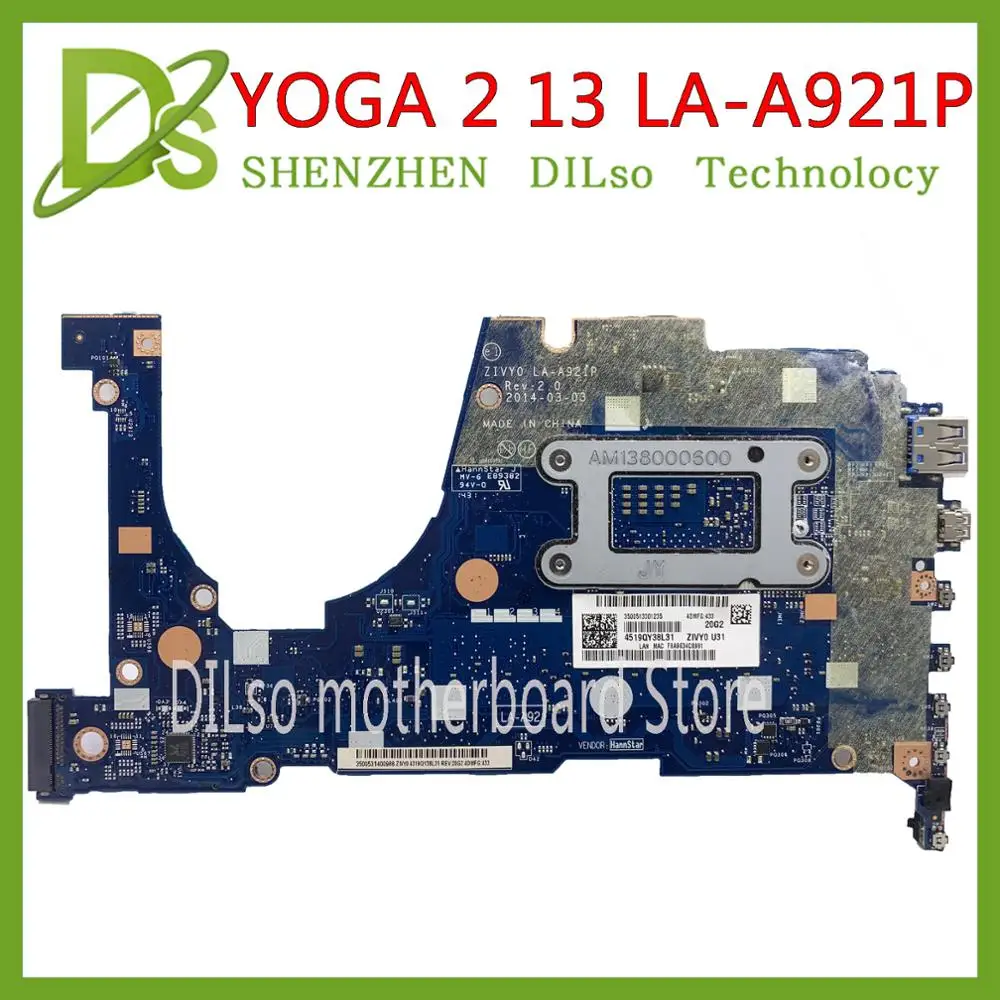 KEFU LA-A921P материнская плата для Lenovo YOGA 2 13 ноутбука FRU 5B20G19207 с i3-4030U процессором 4 Гб