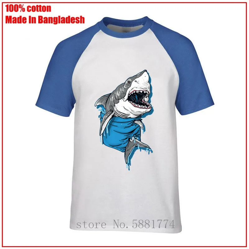 Модная футболка в стиле хип-хоп с карманом Большая Белая Акула для влюбленных