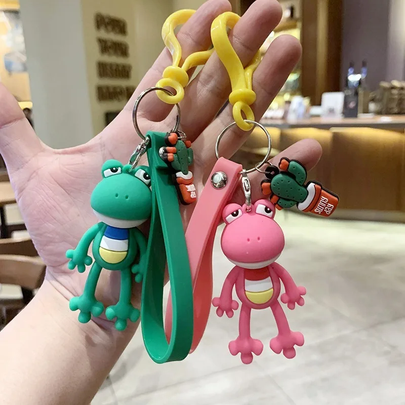 

Schoolbag long legs frog pendant cute creative key ring key chain pendant