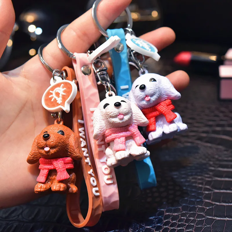 

Lovely Resin Dog Key Ring Boyfriend Gift Corgi Bulldog Pet Dogs Keyring Jewelry Bag Charms Key Chain for Women Car Jewelry