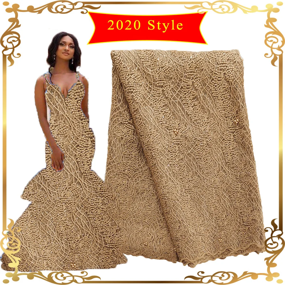 Африканское искусственное кружево 5 ярдов нигерийское Золотое