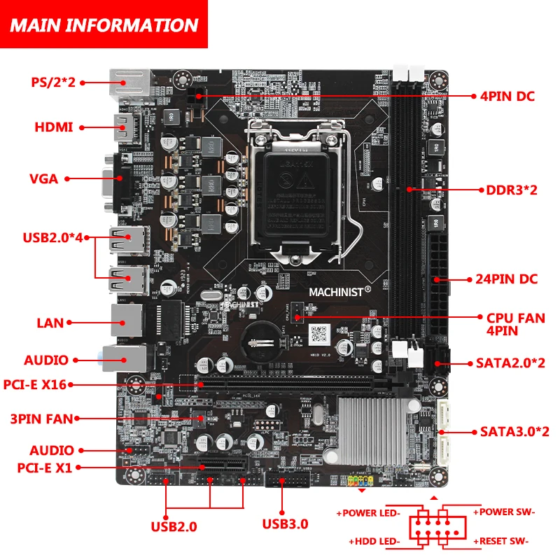 MACHINIST H81 настольная материнская плата LGA 1150 Поддержка Intel i3/i5/i7 процессор и DDR3 RAM