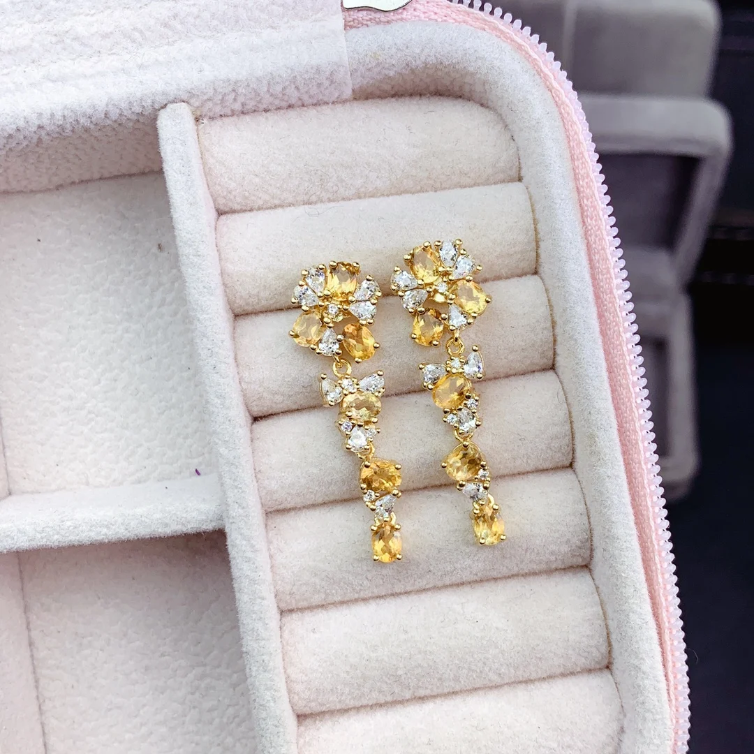 

Женские Висячие серьги shilovem из стерлингового серебра 925 пробы с пьезоэлектрическим цитрином, Изящные Ювелирные украшения для вечеринок, 3*4 ...