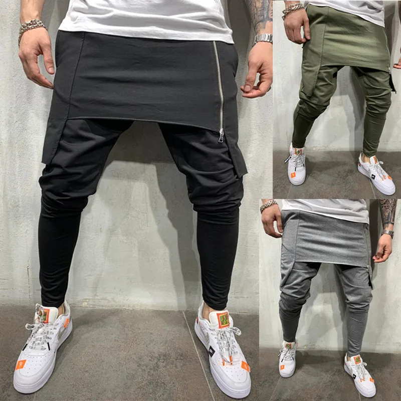

Men's Splice Joggers Pants Fashion Men Casual Cargo Pant Trousers High Street Elastic Waist Harem Pant Men