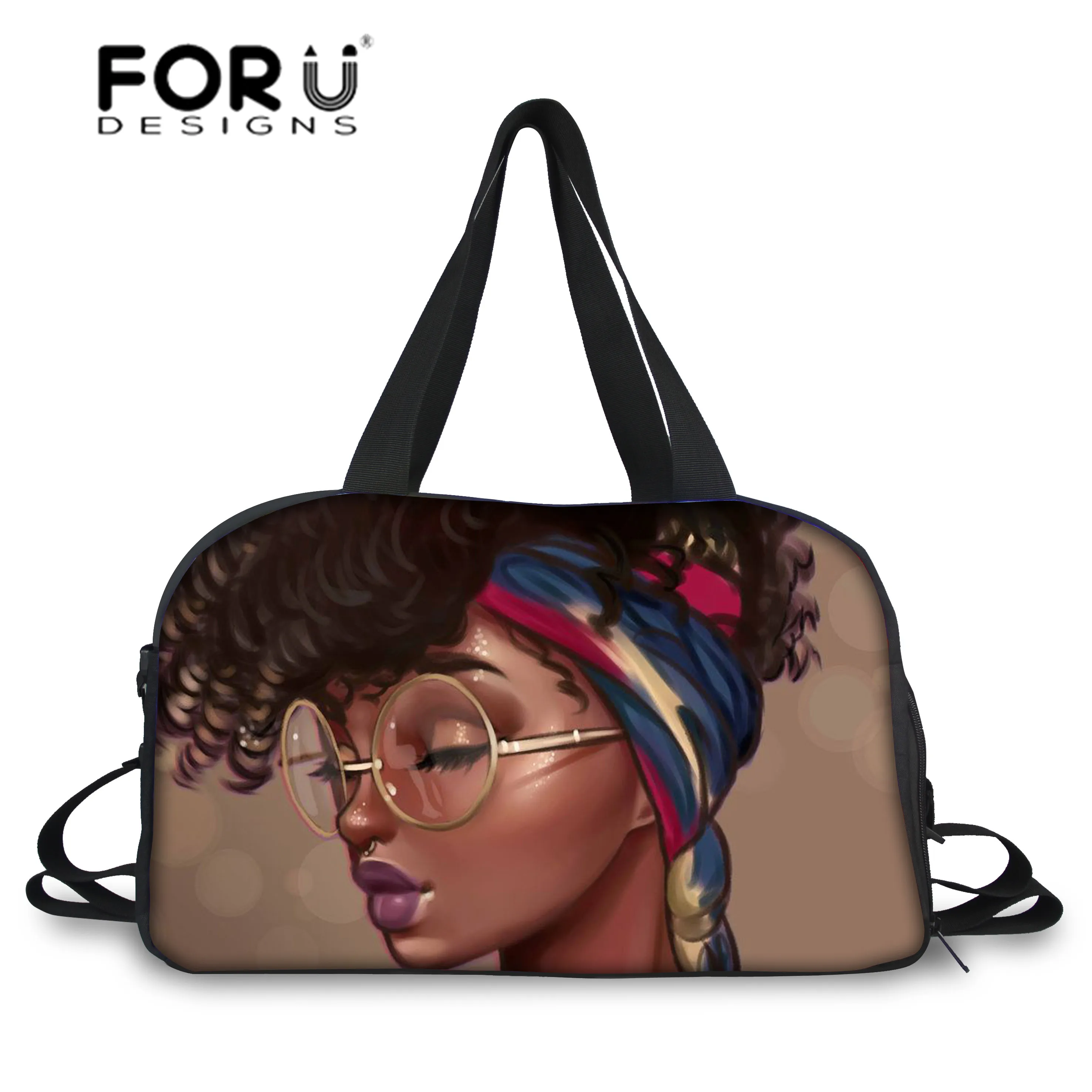 FORUDESIGNS, портативные дорожные сумки для женщин, черная, Художественная, африканская, для девушек, с принтом, сумка для путешествий, женская сумка для спортзала, сумки для женщин, вещевые сумки - Цвет: YQ3430T