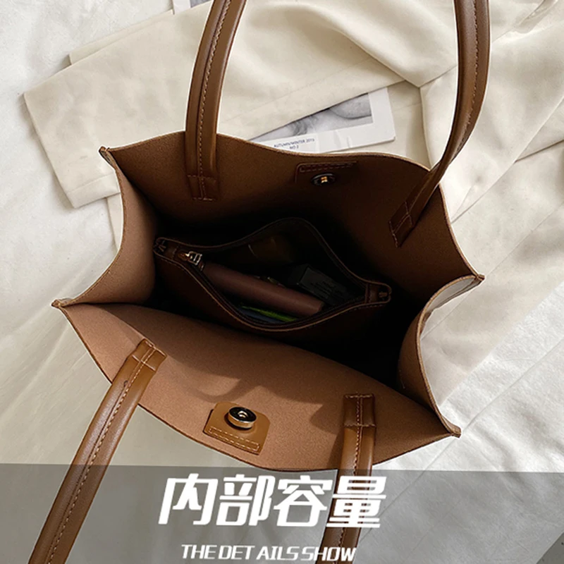 

[EAM] Women New Brief Elegant Soft PU Leather Tote Bag Personality All-match Crossbody Shoulder Bag Fashion Tide 2021 18A1530