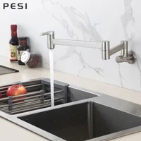 Brushed Nickel Rotated kitchen Basin Sink Mixer Tap Faucet Solid Brass Basin Sink Black Swivel Wall Mounted Pot Filler Faucet.